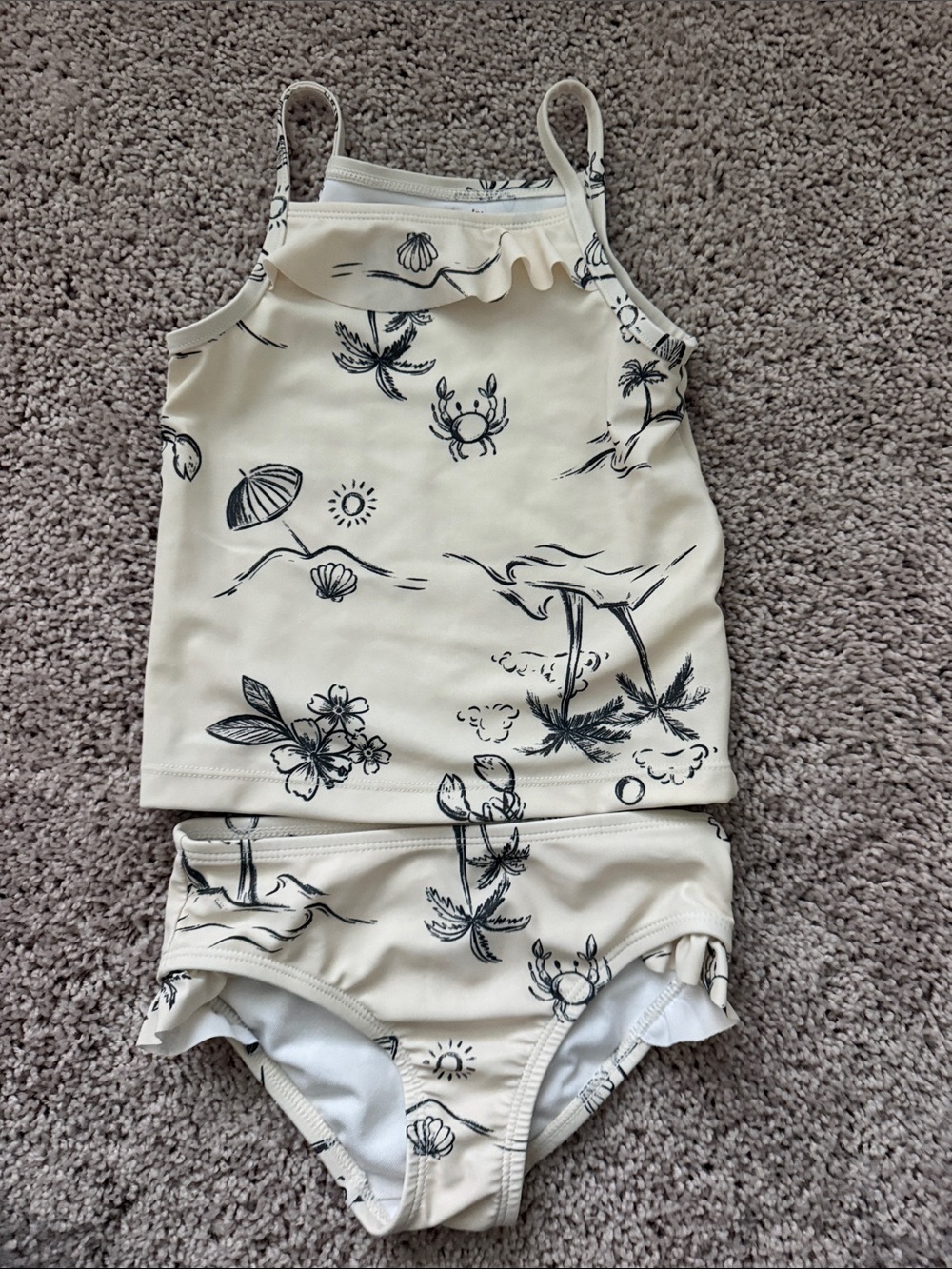 Carter's Cream and Black Tropical Tankini